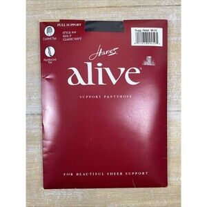 Hanes Alive Support Pantyhose Control Top 810 Sz F Classic Navy Reinforced Toe